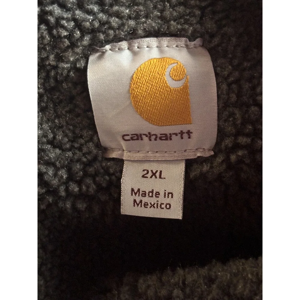 Carhartt Jacket Mens 2XL Black Sherpa Lined Canvas Work Coat C61 BLK IMIA Marine